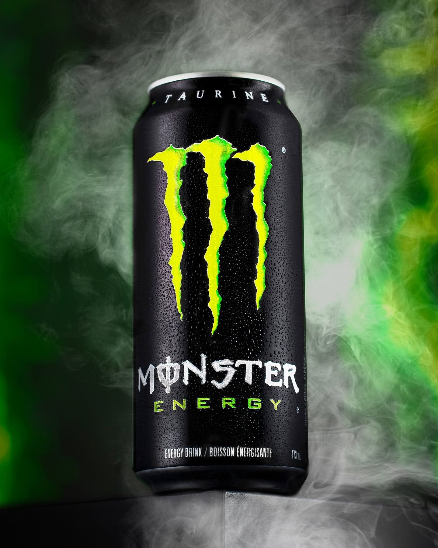 Beverage product shot of a Monster energy can